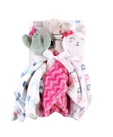 Hudson Baby Infant Girl Animal Face Security Blanket, Llama, One Size