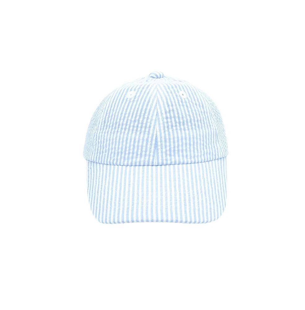 Bits & Bows Baby Boys Blue Seersucker Baseball Hat