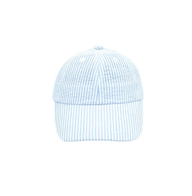 Bits & Bows Baby Boys Blue Seersucker Baseball Hat