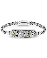Devata Bali Dragonfly with Borobudur Oval 5mm Chain Bracelet in Sterling Silver and 18K Gold