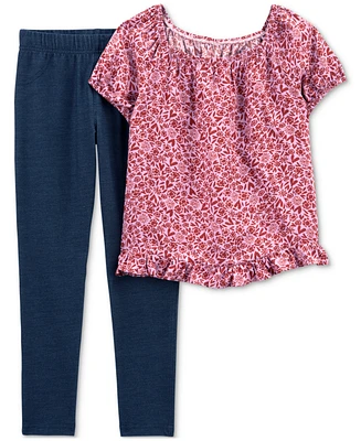 Carter's Little & Big Girls Floral-Print Top Jeggings, 2 Piece Set