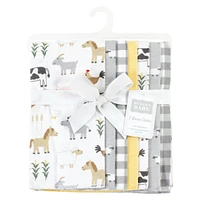 Hudson Baby Cotton Flannel Burp Cloths, Cute Farm 7-Pack, One Size