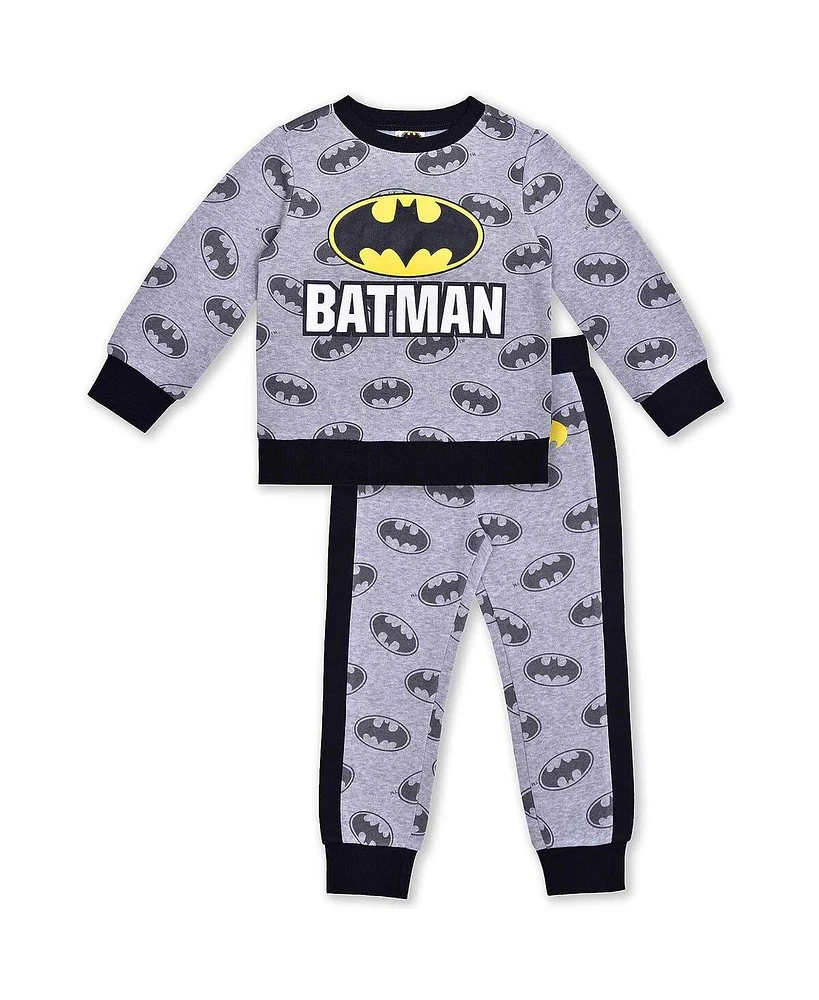 Children's Apparel Network Toddler Gray Batman Pullover Sweatshirt and Joggers Set