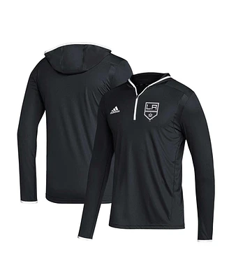 Adidas Men's Black Los Angeles Kings Team Long Sleeve Quarter-Zip Hoodie T-Shirt