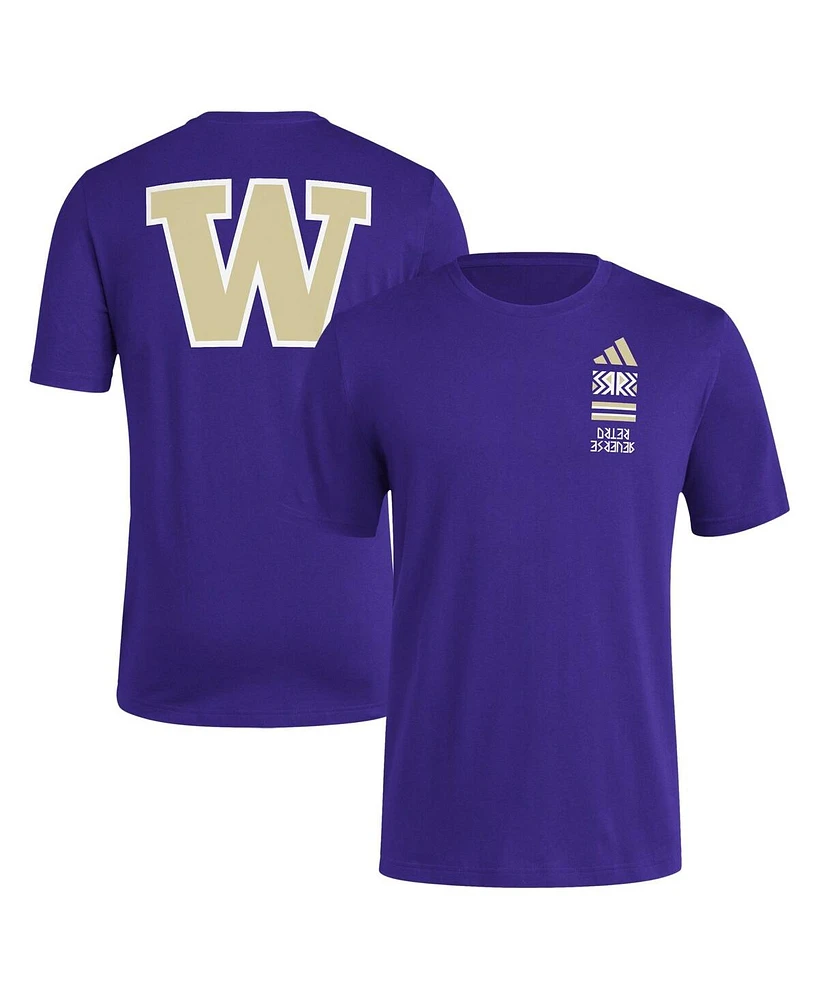 Adidas Men's Purple Washington Huskies Reverse Retro Baseball 2 Hit T-Shirt