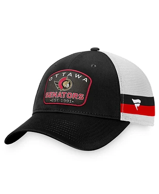 Fanatics Men's Black/White Ottawa Senators Fundamental Striped Trucker Adjustable Hat