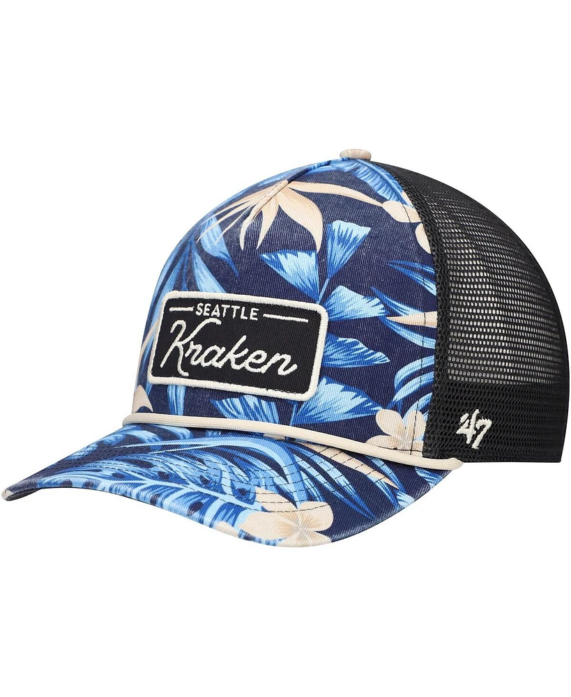 '47 Brand Men's Navy Seattle Kraken Tropicalia Allover Print Trucker Adjustable Hat