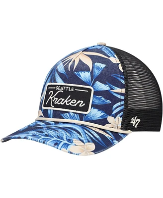 '47 Brand Men's Navy Seattle Kraken Tropicalia Allover Print Trucker Adjustable Hat