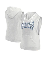 Fanatics Women's Ash Los Angeles Dodgers Lounge Script Sleeveless Pullover Hoodie