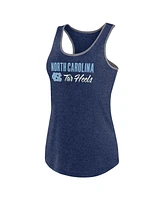 Fanatics Women's Heather Navy North Carolina Tar Heels Fuel Racerback Tank Top