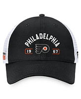 Fanatics Men's Black/White Philadelphia Flyers Free Kick Trucker Adjustable Hat