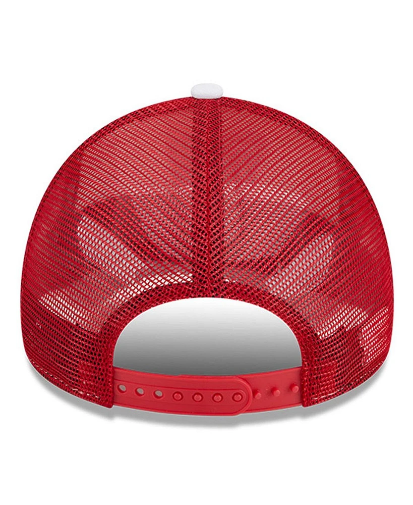 New Era Men's White/Scarlet Nebraska Huskers Court Sport Foam A-Frame 9FORTY Adjustable Trucker Hat