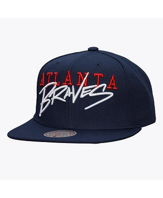 Mitchell & Ness Men's Navy Atlanta Braves Team Tagged Snapback Hat