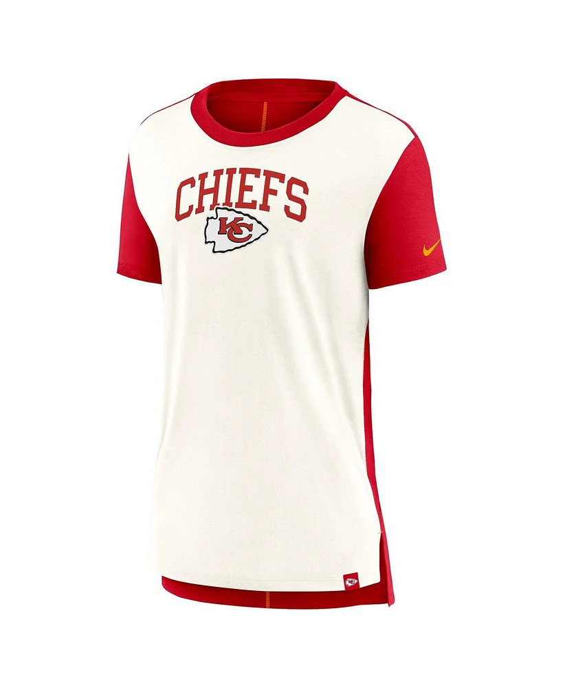 Nike Women's Cream/Red Kansas City Chiefs Wordmark Tri-Blend T-Shirt