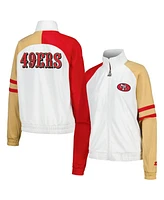 Starter Women's White San Francisco 49ers Curve Ball Raglan Full-Zip Track Jacket