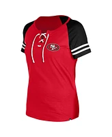 New Era Women's Scarlet San Francisco 49ers Lace-Up Raglan T-Shirt