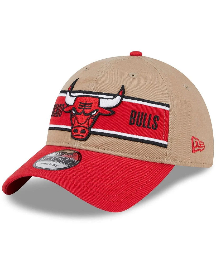 New Era Men's Tan/Red Chicago Bulls 2024 Nba Draft 9TWENTY Adjustable Hat