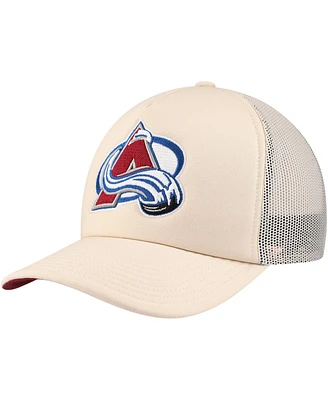 Mitchell & Ness Men's Cream Colorado Avalanche Foam Front Trucker Adjustable Hat