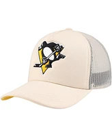 Mitchell & Ness Men's Cream Pittsburgh Penguins Foam Front Trucker Adjustable Hat