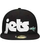 New Era Men's Black York Jets Checkered Undervisor 59FIFTY Fitted Hat