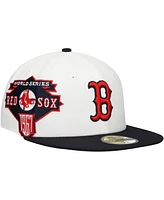 New Era Men's White/Navy Boston Red Sox Major Sidepatch 59FIFTY Fitted Hat