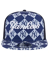 New Era Men's Navy New York Yankees Seeing Diamonds A-Frame Trucker 9FIFTY Snapback Hat