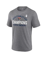 Fanatics Men's Heather Gray Florida Panthers 2024 Stanley Cup Champions Rush Tri-Blend T-Shirt