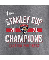 Fanatics Women's Heather Gray Florida Panthers 2024 Stanley Cup Champions Throwback Tri-Blend V-Neck Fashion Top