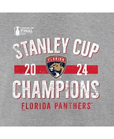 Fanatics Men's Steel Florida Panthers 2024 Stanley Cup Champions Throwback Fleece Pullover Sweatshirt