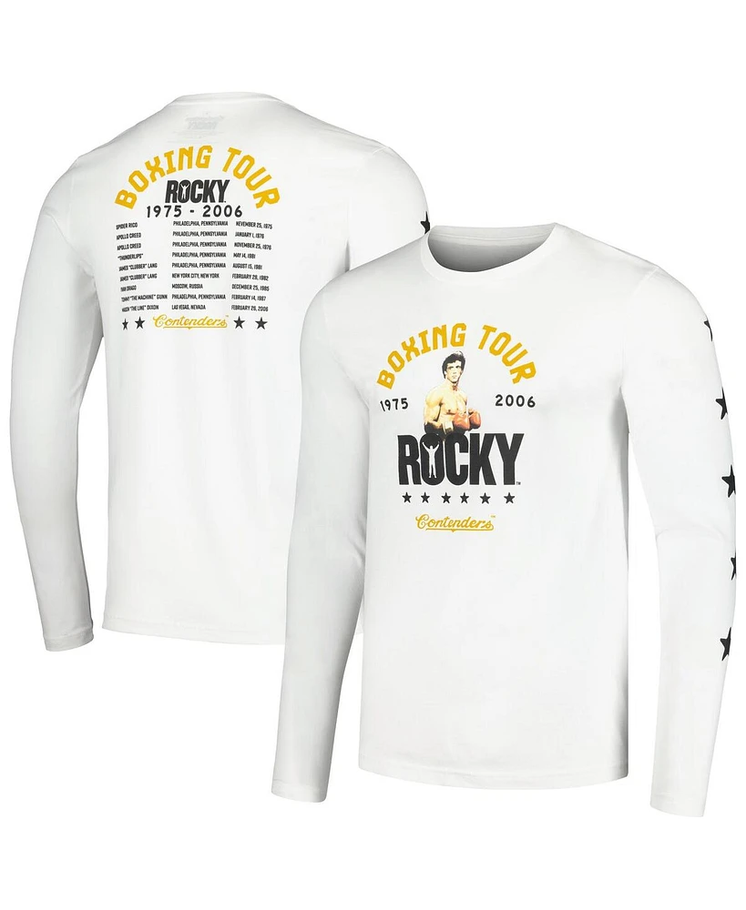 Contenders Clothing Men's White Rocky Boxing Tour Long Sleeve T-Shirt