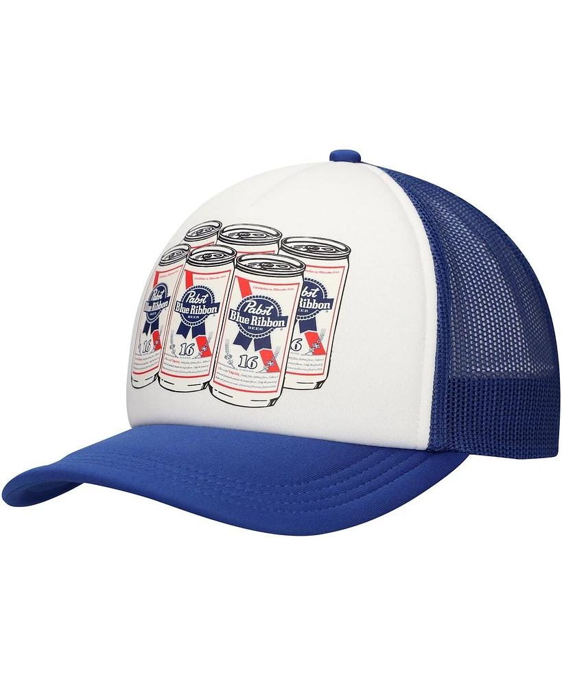 Lids Men's White Pabst Blue Ribbon Cans Foam Trucker Adjustable Hat