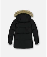 Deux par Toddler Girls Puffy Long Coat Black