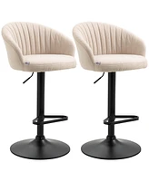 Homcom Adjustable Bar Stools Set of 2 Kitchen Stools with Swivel Seat