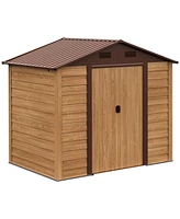 Outsunny 8' x 6' Storage Shed Garden Tool House w/ Vents Doors Brown