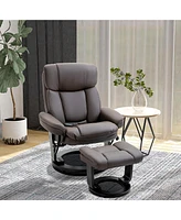 Homcom Massage Sofa Recliner Chair w/ Footrest 10 Vibration Points Faux Leather, Brown