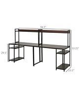 Homcom Modern Mdf Computer Office Desk with Storage Shelf Laptop Gaming Table