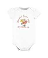 Hudson Baby Girls Cotton Bodysuits, Peace Love Flowers, Newborn
