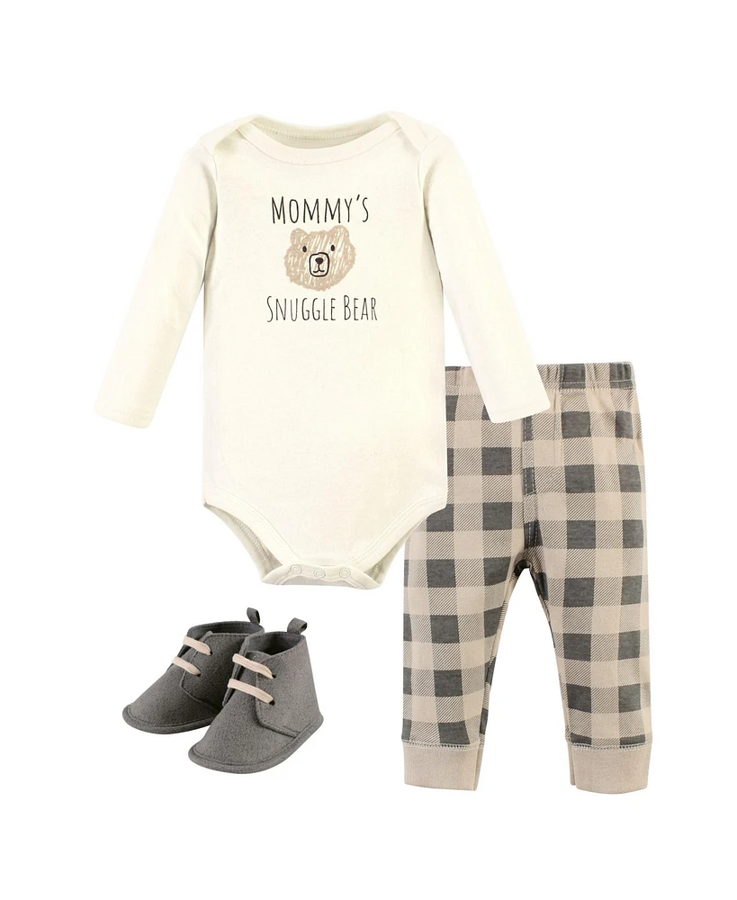 Hudson Baby Boys Cotton Bodysuit, Pant and Shoe Set, Teddy Bears Long Sleeve, 12-18 Months