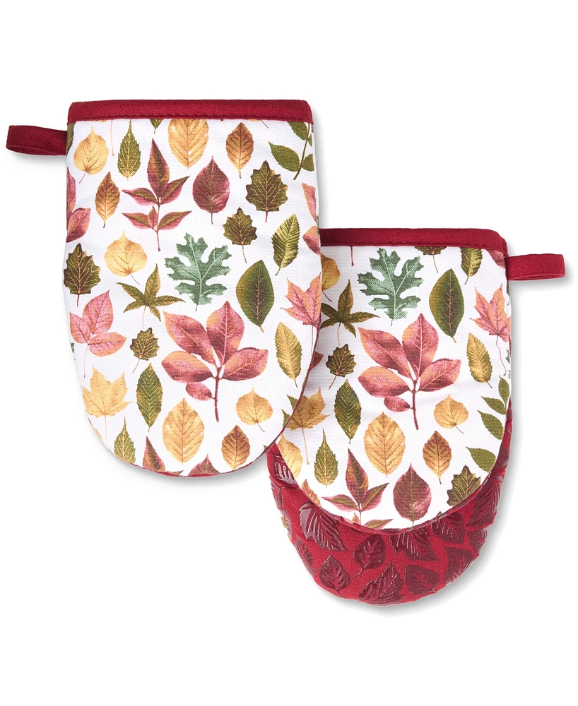 Martha Stewart Autumn Harvest Falling Leaves Mini Oven Mitt, Set of 2