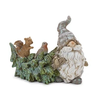 Slickblue Pine Tree Trunk Gnome With Woodland Animals (Set of 2)