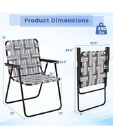 2PCS Folding Beach Chair Camping Lawn Webbing Lightweight 1 Position