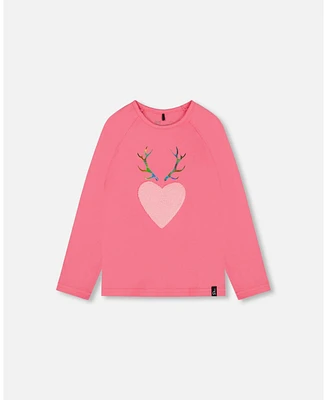 Deux par Big Girls Raglan Sleeve T-Shirt With Print Candy Pink