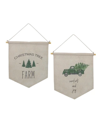 Slickblue Christmas Banner (Set of 2) 11.25"L x 11.75"H Canvas/Wood