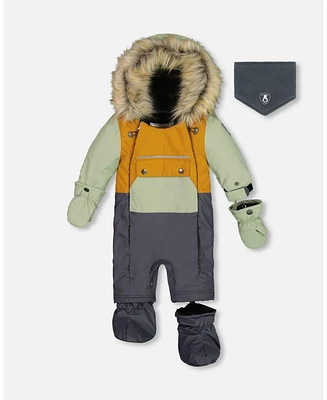 Deux par Baby Boy One Piece Snowsuit Sage, Brown And Dark Grey - Infant|Toddler