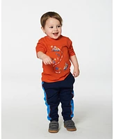 Deux par Baby Boys Fleece Sweatpants With Contrast Sides Navy