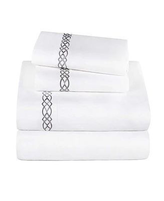 Superior Egyptian Cotton 1000 Thread Count Embroidered Bed Sheet Set, Queen