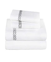 Superior Egyptian Cotton 1000 Thread Count Embroidered Bed Sheet Set, Queen