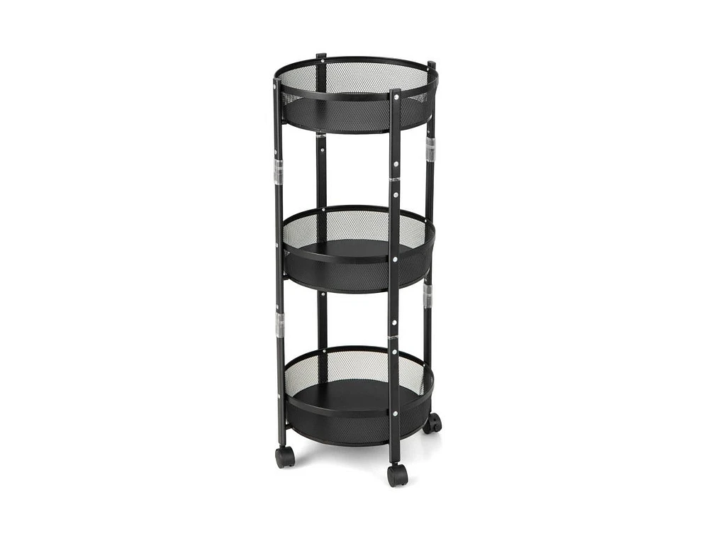 Slickblue 3-Tier Rotating 1-Second folding Storage Rack Metal-Round