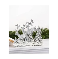 Slickblue Snowy Deer And Trees Tabletop Display 16"l