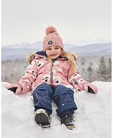 Deux par Big Girls Two Piece Snowsuit Pink Printed Off White Flowers And Navy